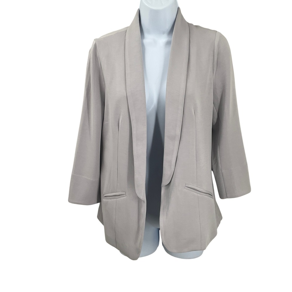 Skies Are Blue Blazer Womens Sz S Gray 3/4 Sleeve Minimalist Office Capsule NEW